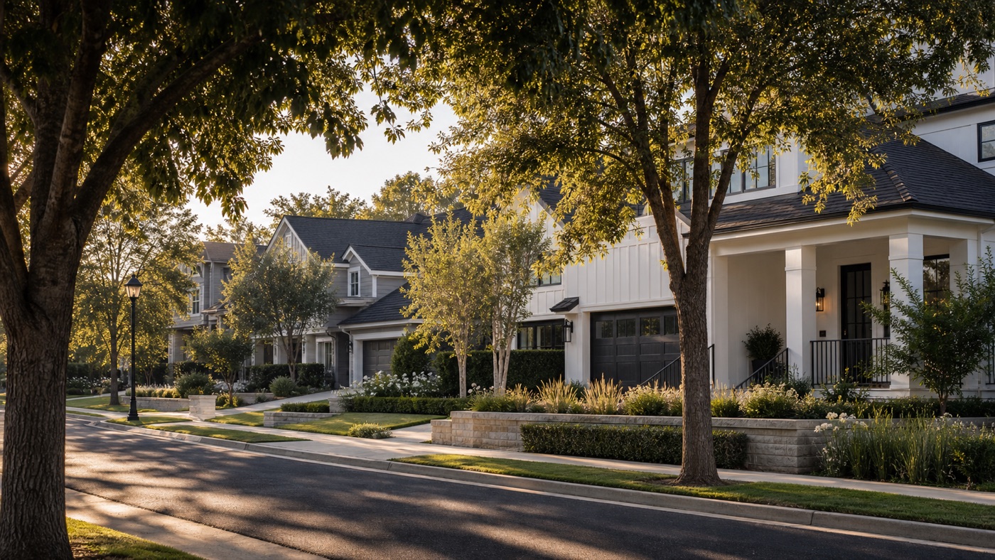 Quiet tree-lined Northern California residential street